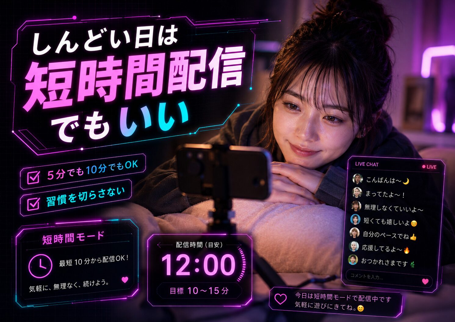 TikTok LIVEでしんどい日でも短時間配信をつける考え方